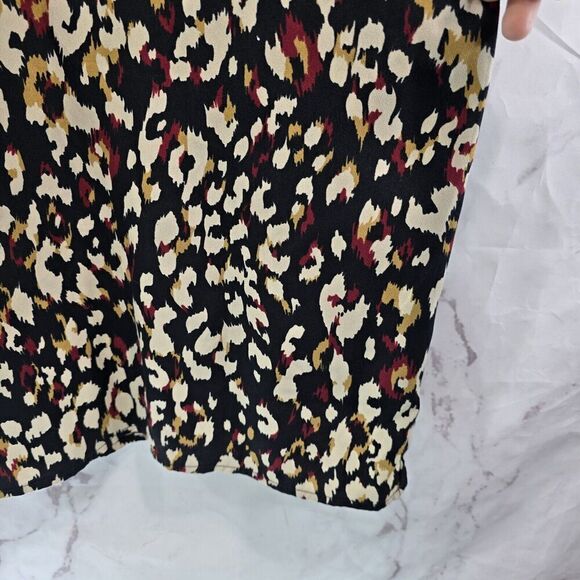 Gilli Dress Womens Medium Black Brown Red Leopard Print Shift Mini Short Camo - Picture 4 of 11